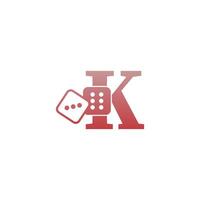 letter k met dobbelstenen twee pictogram logo sjabloon vector