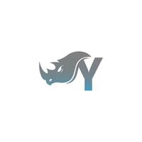 letter y met neushoorn hoofd pictogram logo sjabloon vector