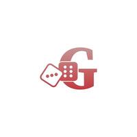 letter g met dobbelstenen twee pictogram logo sjabloon vector
