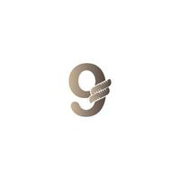 nummer 9 verpakt in touw pictogram logo ontwerp illustratie vector