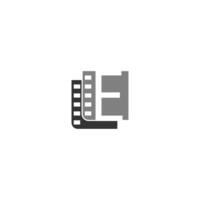 letter e-pictogram in filmstrookillustratiesjabloon vector