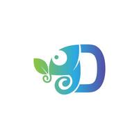 letter d pictogram met kameleon logo ontwerpsjabloon vector