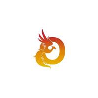 letter o pictogram met phoenix logo ontwerpsjabloon vector