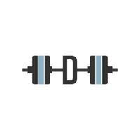 letter d met barbell pictogram fitness ontwerpsjabloon vector