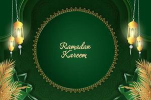 ramadan kareem islamitische achtergrond groen en goud luxe met mandala vector
