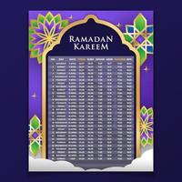 ramadan vasten maand kalendersjabloon vector