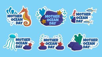 moeder oceaan dag sticker vector
