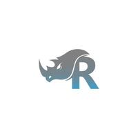 letter r met neushoorn hoofd pictogram logo sjabloon vector