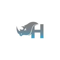 letter h met neushoorn hoofd pictogram logo sjabloon vector