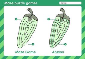 doolhof puzzelspellen activiteit voor kinderen met fruitontwerp vector