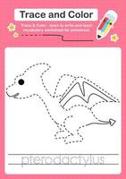 traceer en kleur werkbladen met de dinosaurus vector