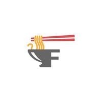 letter f met noedelpictogram logo ontwerp vector