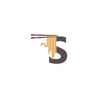 letter s met eetstokjes en noedelpictogram logo-ontwerp vector