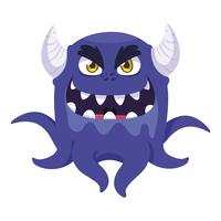 grappig monster met hoorns komisch karakter vector