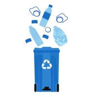 algemeen, niet-recyclebaar afval. informatieposter. wattenstaafjes, vochtige doekjes, pads in een aparte prullenbak. vector voorraad illustratie van recycling. geïsoleerd op een witte achtergrond.