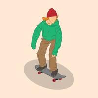 een man speelt met zijn skateboard. cartoon minimale stijl. platte vectorillustratie vector