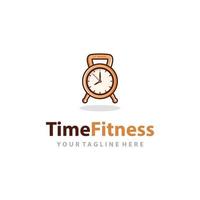 illustratie tijd fitness vector logo ontwerp. geschikt voor zaken, sport, barbell en tijdsymbool