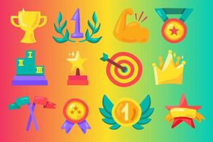 awards platte illustraties set vector