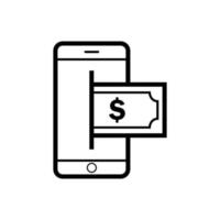 mobiel geld digitaal pictogram ontwerp, virtuele geldtransactie illustratie, internetbankieren concept op witte achtergrond vector