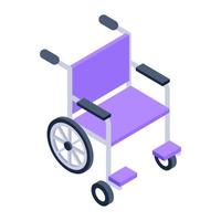icoon van rolstoel in isometrische stijl vector