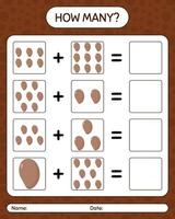 hoeveel tellen spel met sapote. werkblad voor kleuters, activiteitenblad voor kinderen, afdrukbaar werkblad vector