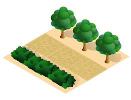 stadskwartier bovenaanzicht landschap isometrische 3d illustratie met bomen met park vector