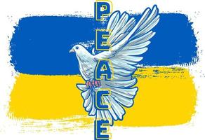 vredessymbool van witte duif die op blauwgele achtergrond vliegt