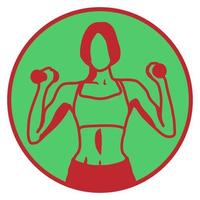 vrouw aan het sporten. trainen met halter. logo. vector