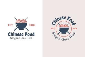 vintage retro Chinees eten logo ontwerp. noodle en mie ramen-logo met twee versies vector