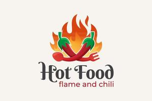 hot chili fire, gegrild, gekruid eten voor logo-ontwerp voor hot food restaurant vector