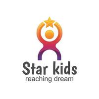 modern star kids-logo, droomlogo-ontwerpsjabloon voor vector bereiken