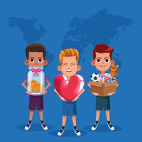 Kinderen donatie en liefdadigheid cartoon vector