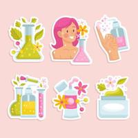 moderne apothekers huidverzorging lab stickers vector