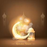 ramadan kareem achtergrond met gouden lamp lantaarn vector