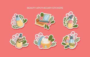 apotheker schoonheidsproducten stickers vector