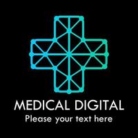 medische digitale logo ontwerp sjabloon illustratie. er is kruis, geschikt voor medisch, web, apotheek, internet, netwerk, branding, media, wereldbol, kliniek, bedrijf, enz vector