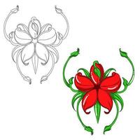 vector tattoo stijl bloem met omtrek.