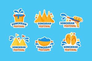 songkran festival stickers set vector
