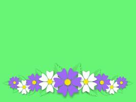 zomer krans sieraad van bloemen banner. vlecht wilde margrieten en paarse boterbloemen omlijst met groene vectorbladeren vector