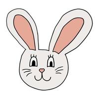schattige cartoon doodle konijn geïsoleerd op een witte achtergrond. grappig konijn.