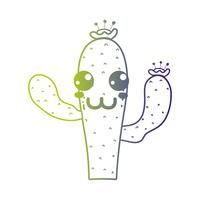 lijn schattig gelukkig cactus plant vector