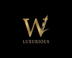 letter w luxe bloemen vintage logo vector