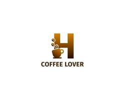 letter h koffie en kopje logo sjabloon vector