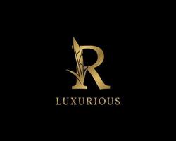 letter r luxe bloemen vintage logo vector