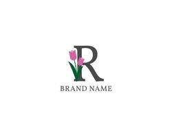 letter r tulp alfabet vintage logo vector