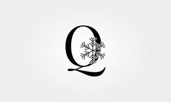 alfabet sneeuwvlok letter q vector