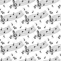 vectorpatroon met muzieknoten. doodle stijl. solsleutel patroon.