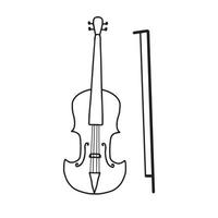 vectorillustratie van een viool met een strik in doodle stijl. viool op een witte achtergrond. viool icoon. vector