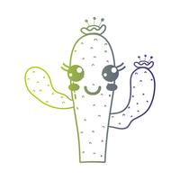 lijn schattig gelukkig cactus plant vector