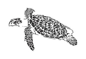 zeeschildpad silhouet vector grafische illustratie op witte achtergrond